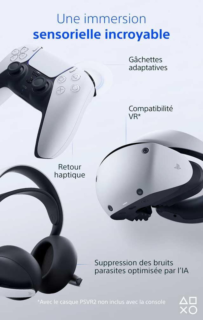 Découvrez la PlayStation 5 Édition Standard : Console Ultra-Rapide avec Lecteur Blu-Ray 4K et Manette DualSense Haptique - Plongez dans l'Aventure en Couleur Blanche!
