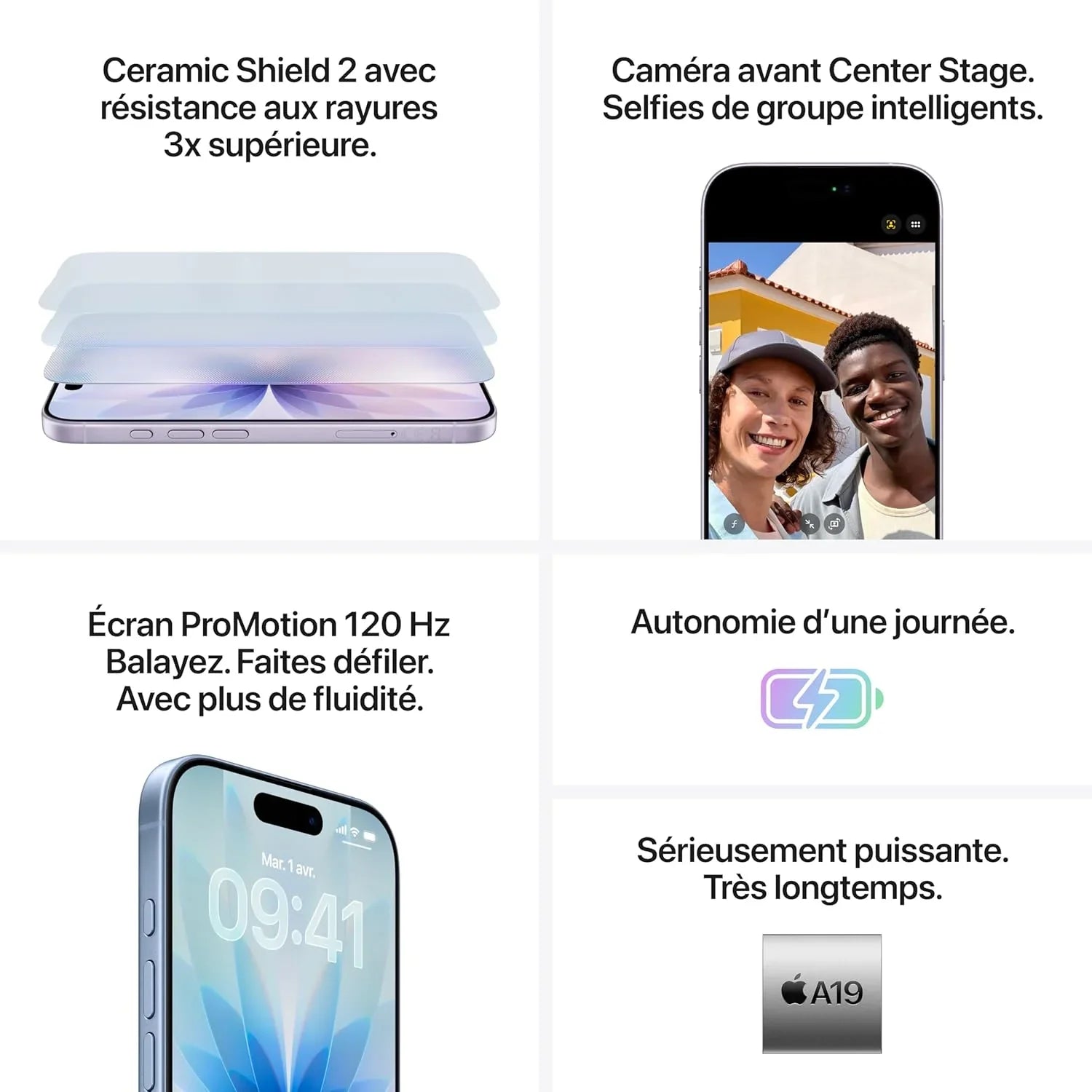 Iphone 17 256 Go : Écran 6,3 Pouces Avec Promotion, Puce A19, Caméra Avant Center Stage, Meilleure Résistance Aux Rayures, Autonomie D’Une Journée ; Aube