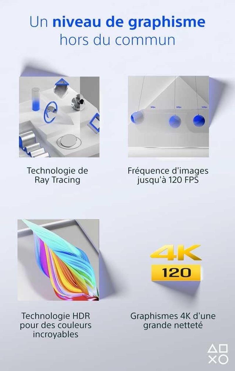 Découvrez la PlayStation 5 Édition Standard : Console Ultra-Rapide avec Lecteur Blu-Ray 4K et Manette DualSense Haptique - Plongez dans l'Aventure en Couleur Blanche!