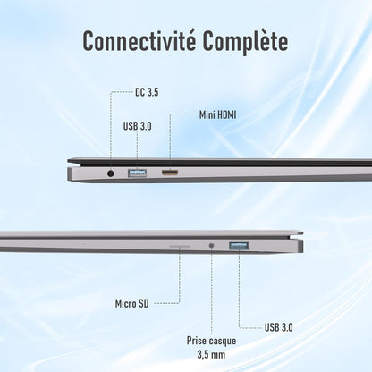 Ordinateur Portable 14,1", 8 Go RAM, 128 Go SSD, Celeron N, PC Portable Étudiant FHD IPS Avec Wi-Fi 5, Mini-Hdmi, Pavé Numérique – Idéal Pour La Maison, Les Études Et Le Travail