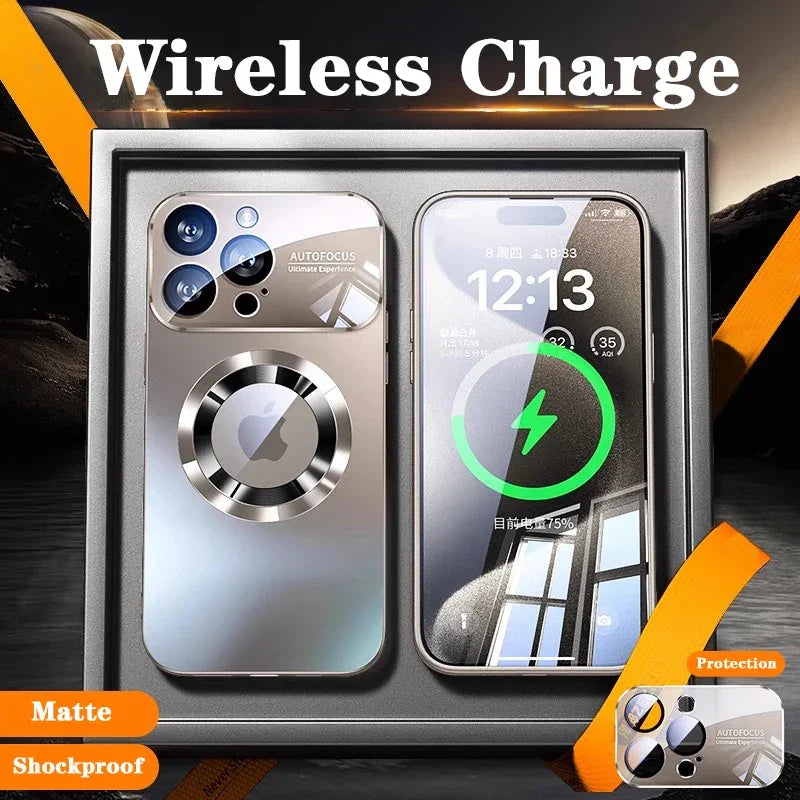 Coque de protection grise mate et antichoc avec charge sans fil pour smartphone moderne