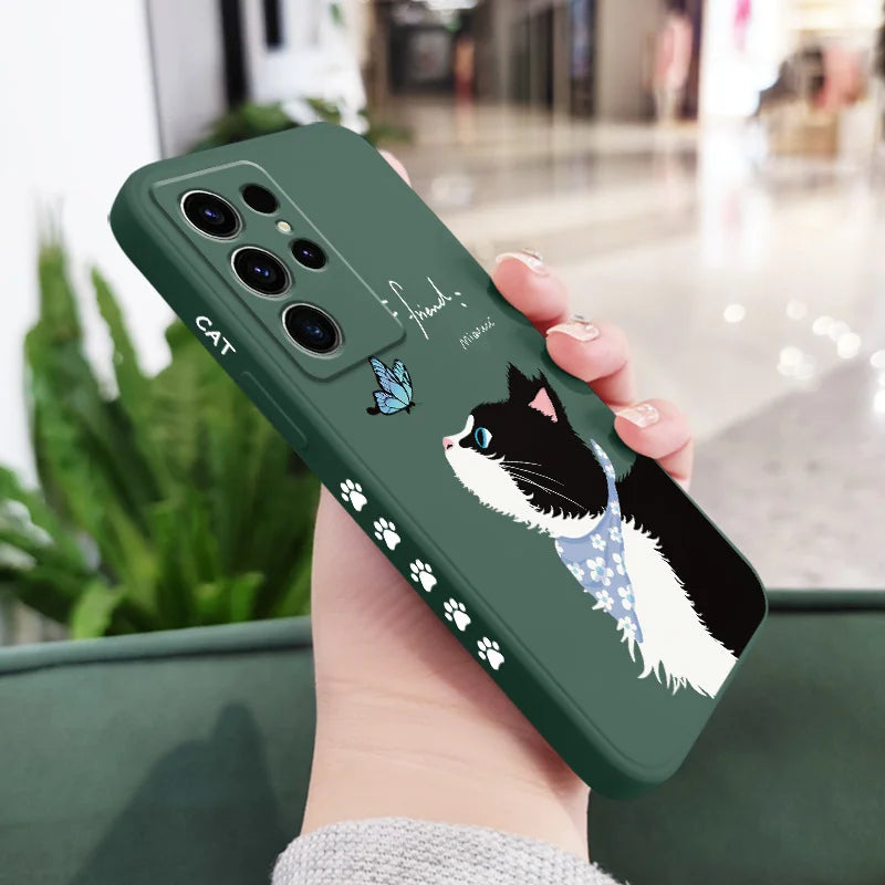 Coque de téléphone chat papillon pour Samsung