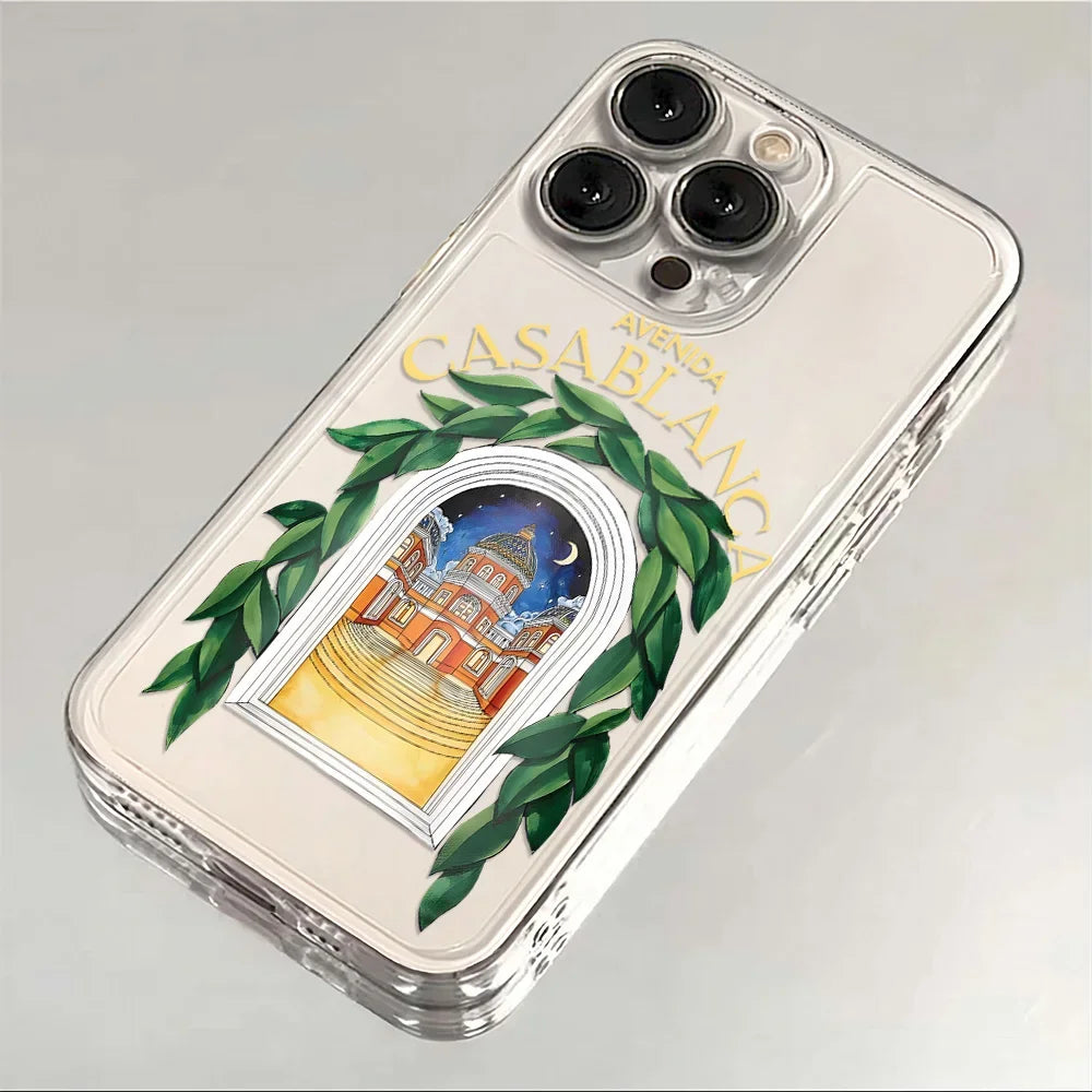 Coque de téléphone transparente avec illustration arabe et texte Avenida Casablanca