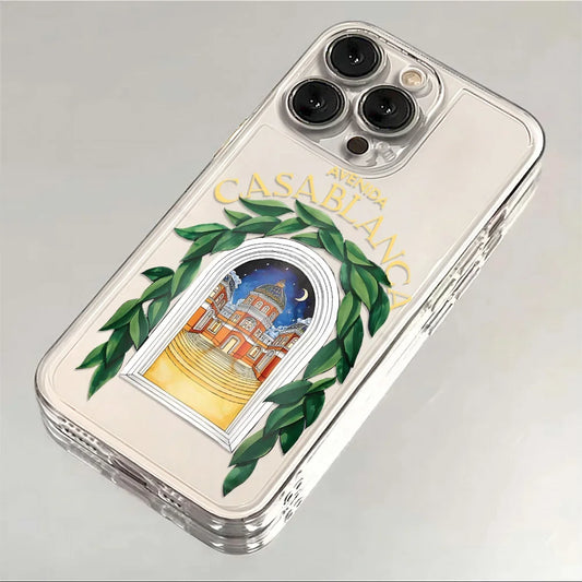 Coque de téléphone transparente avec illustration arabe et texte Avenida Casablanca