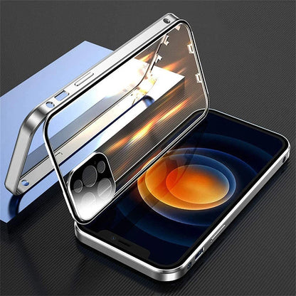 Coque double face en verre HD avec cadre en métal pour iPhone