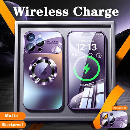 Coque smartphone violette matte avec autofocus, charge sans fil et protection antichoc