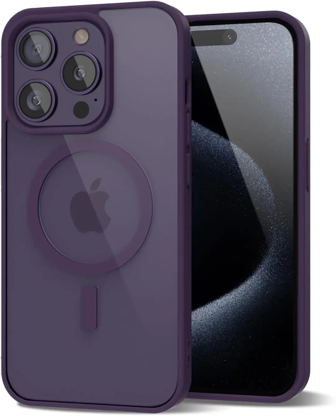 Coque de protection mauve pour smartphone iPhone avec support magnétique et triple caméra