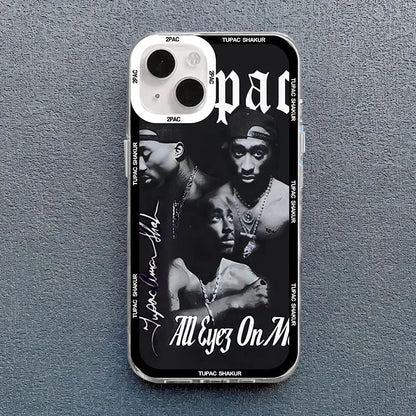 Coque de téléphone transparente antichoc à l'effigie du rappeur 2Pac