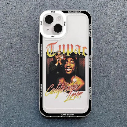 Coque de téléphone transparente antichoc à l'effigie du rappeur 2Pac