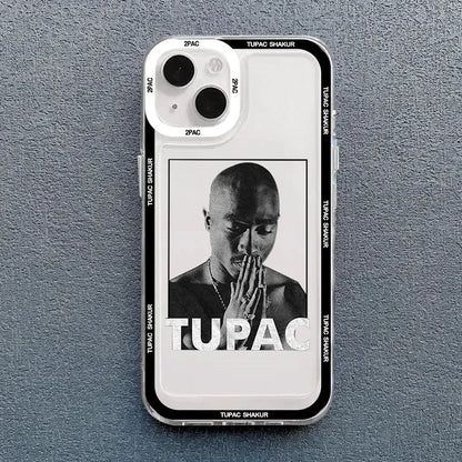Coque de téléphone transparente antichoc à l'effigie du rappeur 2Pac