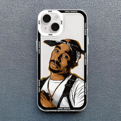 Coque de téléphone transparente antichoc à l'effigie du rappeur 2Pac