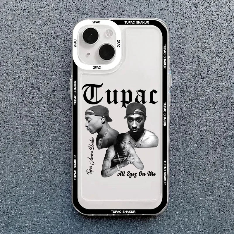 Coque de téléphone transparente antichoc à l'effigie du rappeur 2Pac