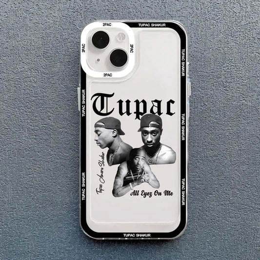 Coque de téléphone transparente antichoc à l'effigie du rappeur 2Pac