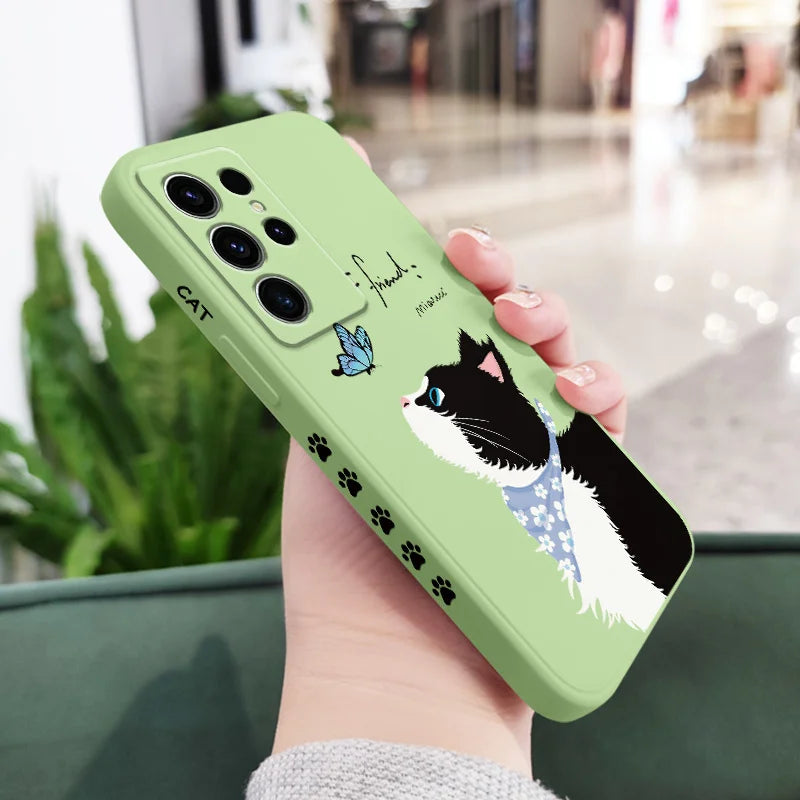 Coque de téléphone chat papillon pour Samsung