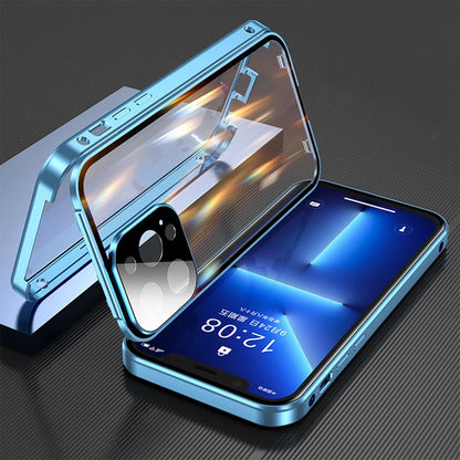 Coque double face en verre HD avec cadre en métal pour iPhone