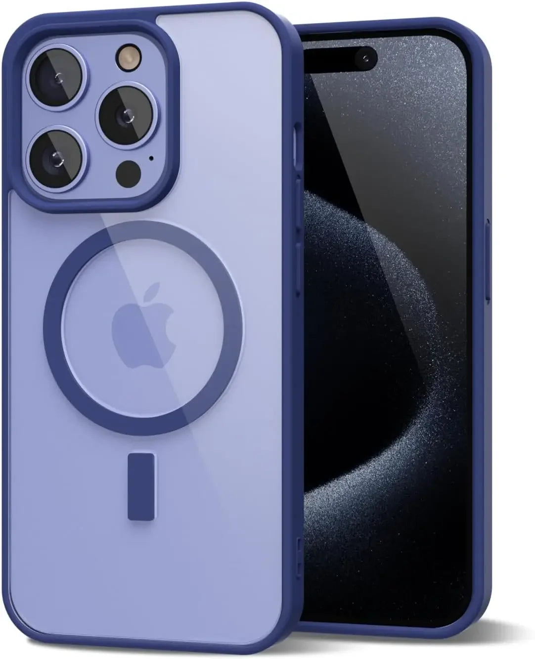 Coque de téléphone bleu pour iPhone avec support MagSafe et triple caméra