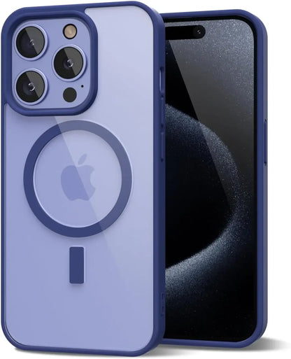 Coque de téléphone bleu pour iPhone avec support MagSafe et triple caméra