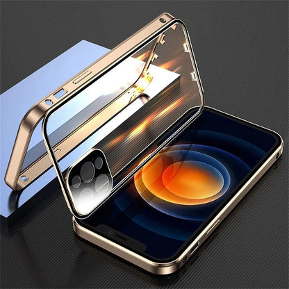 Coque double face en verre HD avec cadre en métal pour iPhone
