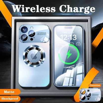 Coque matte et anti-choc compatible charge sans fil pour smartphone avec autofocus et protection caméra
