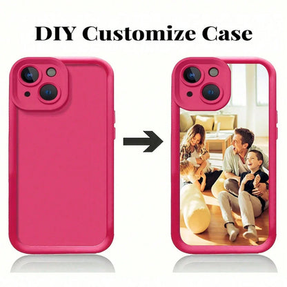 Coque de téléphone rose personnalisable DIY avec photo familiale souriante à l'intérieur