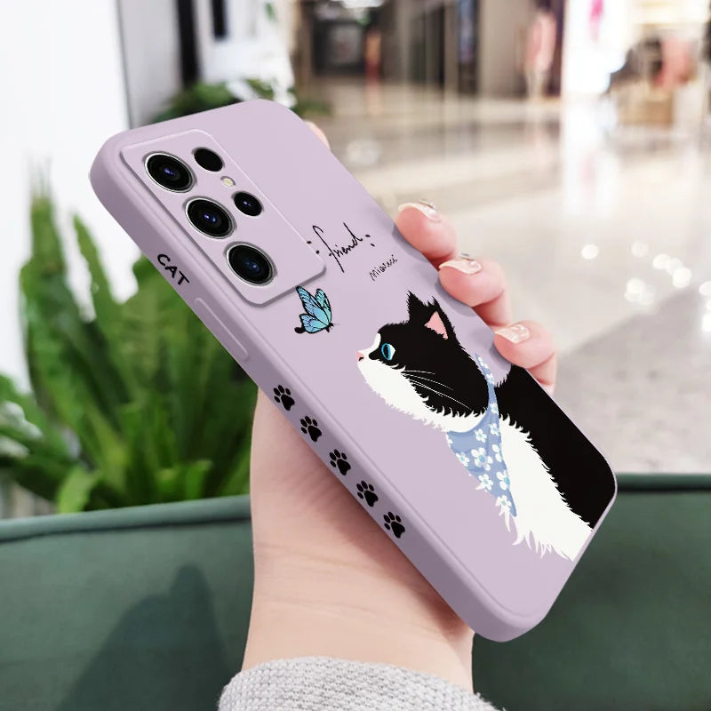 Coque de téléphone chat papillon pour Samsung
