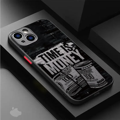 Coque de téléphone intégrale en bambou noir, motif billets de banque, pour iPhone