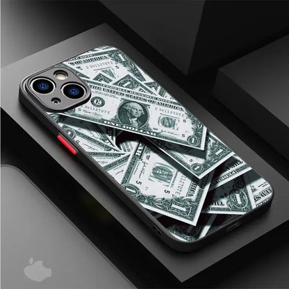 Coque de téléphone intégrale en bambou noir, motif billets de banque, pour iPhone