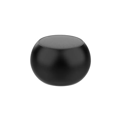 Enceinte portable ronde noire compacte avec grille supérieure en métal
