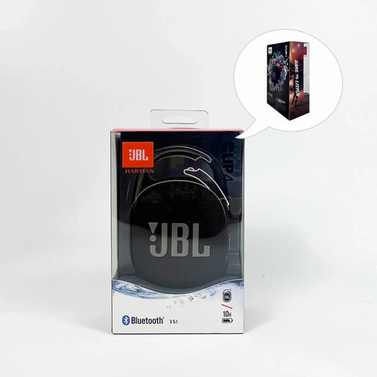 Enceinte Bluetooth JBL Clip 4 noire dans emballage transparent avec autonomie 10h