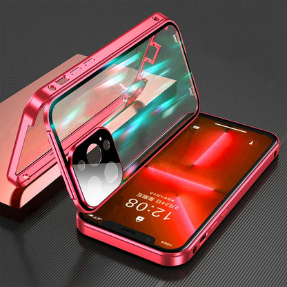 Coque double face en verre HD avec cadre en métal pour iPhone