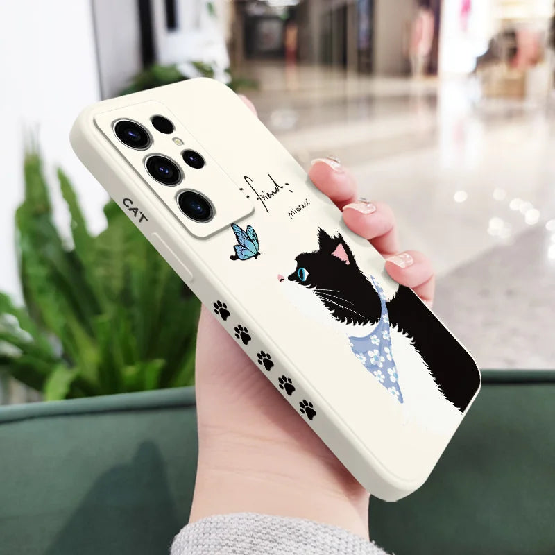 Coque de téléphone chat papillon pour Samsung