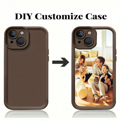 Coque de téléphone marron personnalisable DIY avec photo famille intérieure heureuse