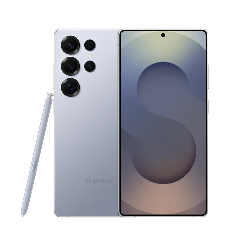 Smartphone Samsung gris titanium avec stylet, écran large et quadruple caméra arrière